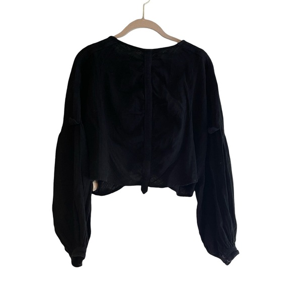 Free People Day Dreaming crop gauzy blouse. Puff shoulder and flowy sleeves Sz S - Picture 4 of 10